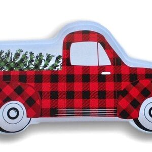 Red Plaid Truck Decorative Plate